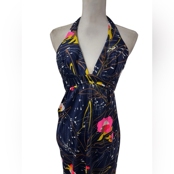 Vibrate 70’s bohemian festival retro Floral Halter Maxi Dress size XS fit - - Picture 2 of 8